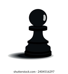 Black chess pawn on white background. Vector illustration.