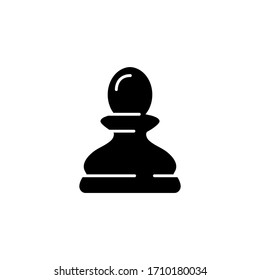 Black chess Pawn piece icon isolated on white background. Board game. Black silhouette. Vector illustration.