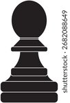 Black chess pawn silhouette vector, simple and bold design. Ideal for strategy illustrations, educational materials, game icons, creative projects, or symbolic artwork representing beginnings.