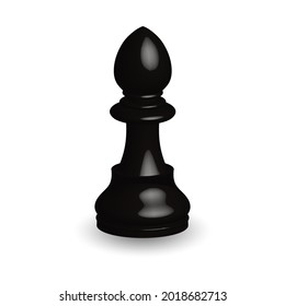 Black chess piece   3d on white background. Board game chess. Chess piece 3d render.Vector illustration. Sport play.