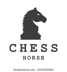 Black Chess piece Horse Knight Stallion Statue logo symbol silhouette design. minimalistic design template