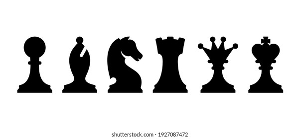 Black chess piece icon set. Isolated vector silhouettes