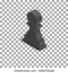 black chess piece pawn. 3D isometric style, vector illustration.