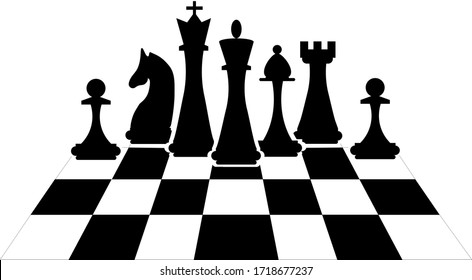 Black chess pieces on a chessboard