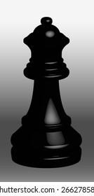 Black chess pieces on black and white background: queen