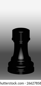 Black chess pieces on black and white background: rook