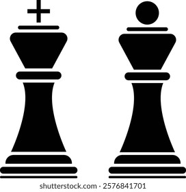 black chess pieces. Chess piece icons. Board game. Vector illustration isolated on white
