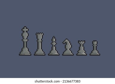 black chess pieces in pixel style