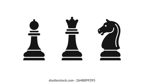 A black chess pieces with a white background