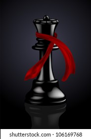 Black Chess Queen with a Fashion Scarf - Vector Illustration