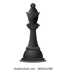 Black chess queen icon. Cartoon of black chess queen vector icon for web design isolated on white background