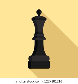 Black chess queen icon. Flat illustration of black chess queen vector icon for web design