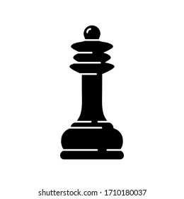 Black chess Queen piece icon isolated on white background. Board game. Black silhouette. Vector illustration.