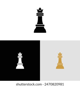 Black chess queen silhouette logo vector template