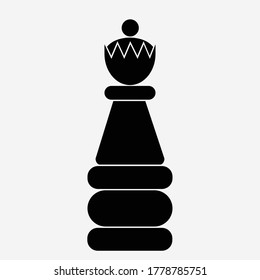 A black chess queen with a white background