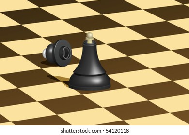Black chess queen with white pawn inside. Mesh is used