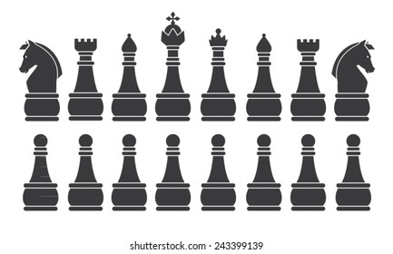 Black Chess Set, symbol, icon, graphic, vector .