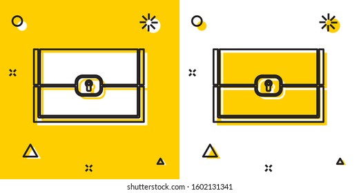 Black Chest for game icon isolated on yellow and white background. Random dynamic shapes. Vector Illustration