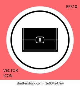 Black Chest for game icon isolated on red background. White circle button. Vector Illustration