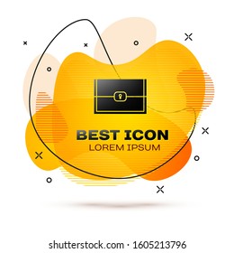 Black Chest for game icon isolated on white background. Abstract banner with liquid shapes. Vector Illustration