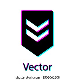 Black Chevron icon isolated on white background. Military badge sign.  Vector Illustration