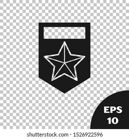Black Chevron icon isolated on transparent background. Military badge sign.  Vector Illustration