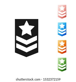 Black Chevron icon isolated on white background. Military badge sign. Set icons colorful. Vector Illustration