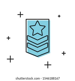 Black Chevron icon isolated on white background. Military badge sign.  Vector Illustration