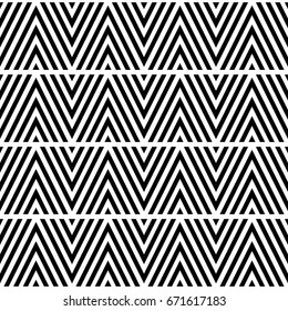 Black chevron lines on white background. Zigzag image. Seamless surface pattern design with linear ornament. Curves wallpaper. Angle brackets motif. Digital paper with chevrons. Striped vector. Vector