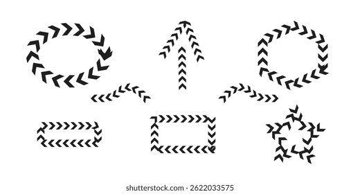 Schwarze Chevron Muster in verschiedenen Formen und Richtungen
