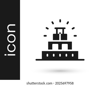 Black Chichen Itza in Mayan icon isolated on white background. Ancient Mayan pyramid. Famous monument of Mexico.  Vector