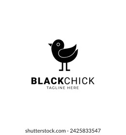 black chick minimalistic logo design svg
