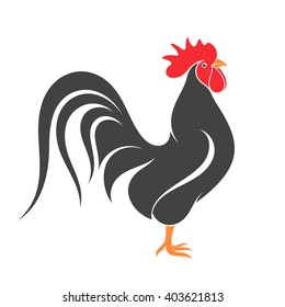 Black chicken. Abstract bird vector. Isolated rooster on white background. Farm animal sign
