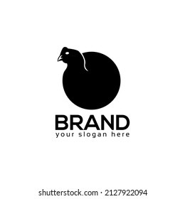Black chicken and circle logo vector. Flat design. Vector Illustration on white background	