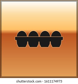 Black Chicken egg in box icon isolated on gold background.  Vector Illustration