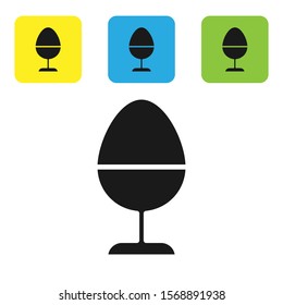 Black Chicken egg on a stand icon isolated on white background. Set icons colorful square buttons. Vector Illustration