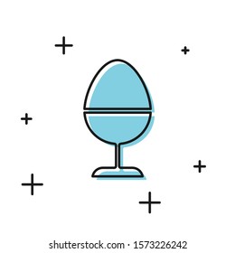 Black Chicken egg on a stand icon isolated on white background.  Vector Illustration