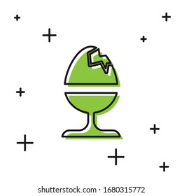 Schwarzes Hühnerei auf einem Ständer Symbol einzeln auf weißem Hintergrund. Frohe Ostern! Vektorgrafik
