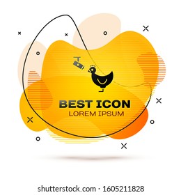 Black Chicken farm and wireless Controlling CCTV security camera icon isolated on white background. Abstract banner with liquid shapes. Vector Illustration