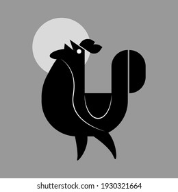 Black chicken icon logo,sign vector illustration. Isolated on grey background.