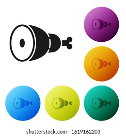 Black Chicken leg icon isolated on white background. Chicken drumstick. Set icons colorful circle buttons. Vector Illustration