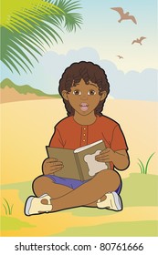 Black child with a book