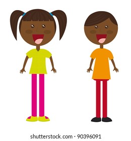black child cartoons over white background vector illustration