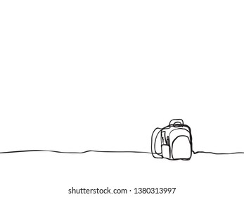 black childish continuous lines art of school bag for back to school time with copy space seamless pattern vector design for background, wallpaper, texture, cover, label, banner etc. 