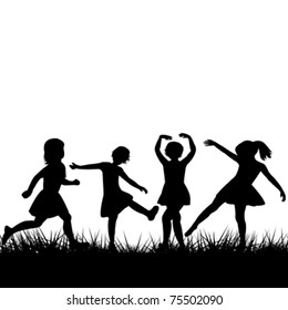 Black children silhouettes playing