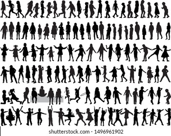 Black Children silhouettes. Vector work.