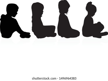 Black Children silhouettes. Vector work.