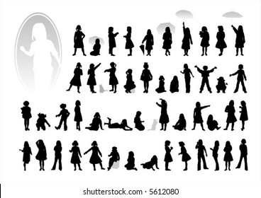 Black children's silhouettes on a white background.