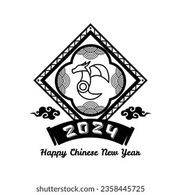 Black chinese 2024 dragon new year concept