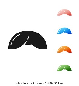 Black Chinese fortune cookie icon isolated on white background. Asian traditional. Set icons colorful. Vector Illustration